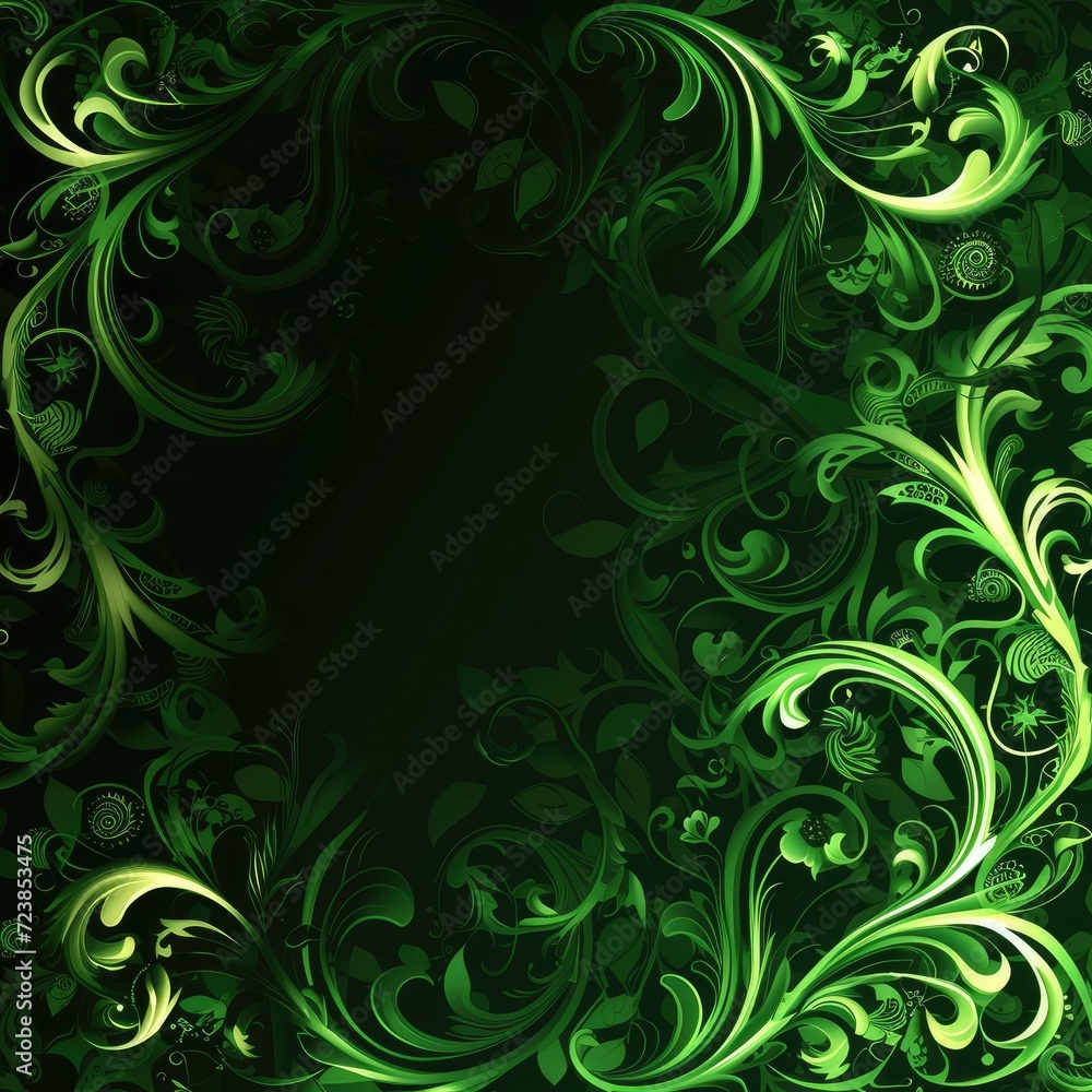 Abstract green background with floral ornament texture Abstract green background with floral ornament texture