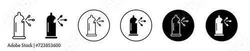 Broken condom vector icon set collection. Broken condom Outline flat Icon.