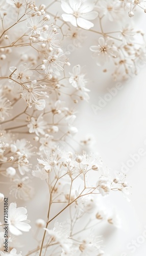Abstract white background with white flowers