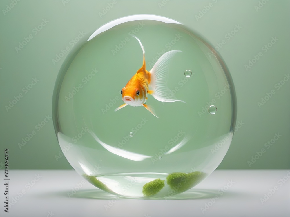 Photo inspiration: Fresh Look at Single Goldfish In A Big Round Glass Bowl Concept Of