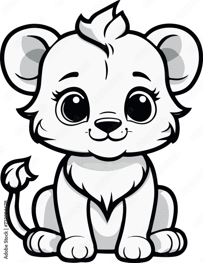 Naklejka premium Beautiful and lovely cute lion cub cartoon vector