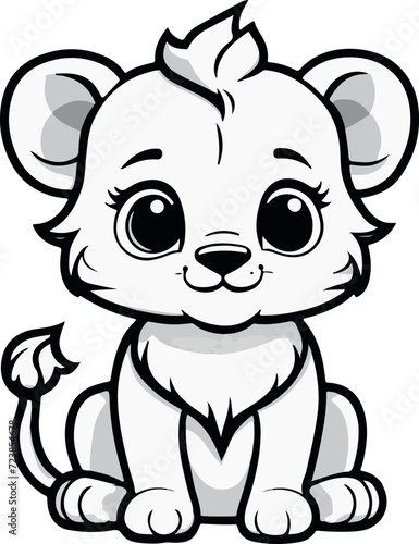 Beautiful and lovely cute lion cub cartoon vector
