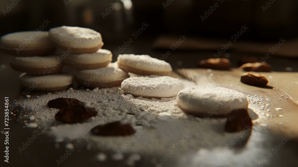 Cookies on the table in the kitchen at sunset. Selective focus. Cookies on the table in the kitchen at sunset. Selective focus.