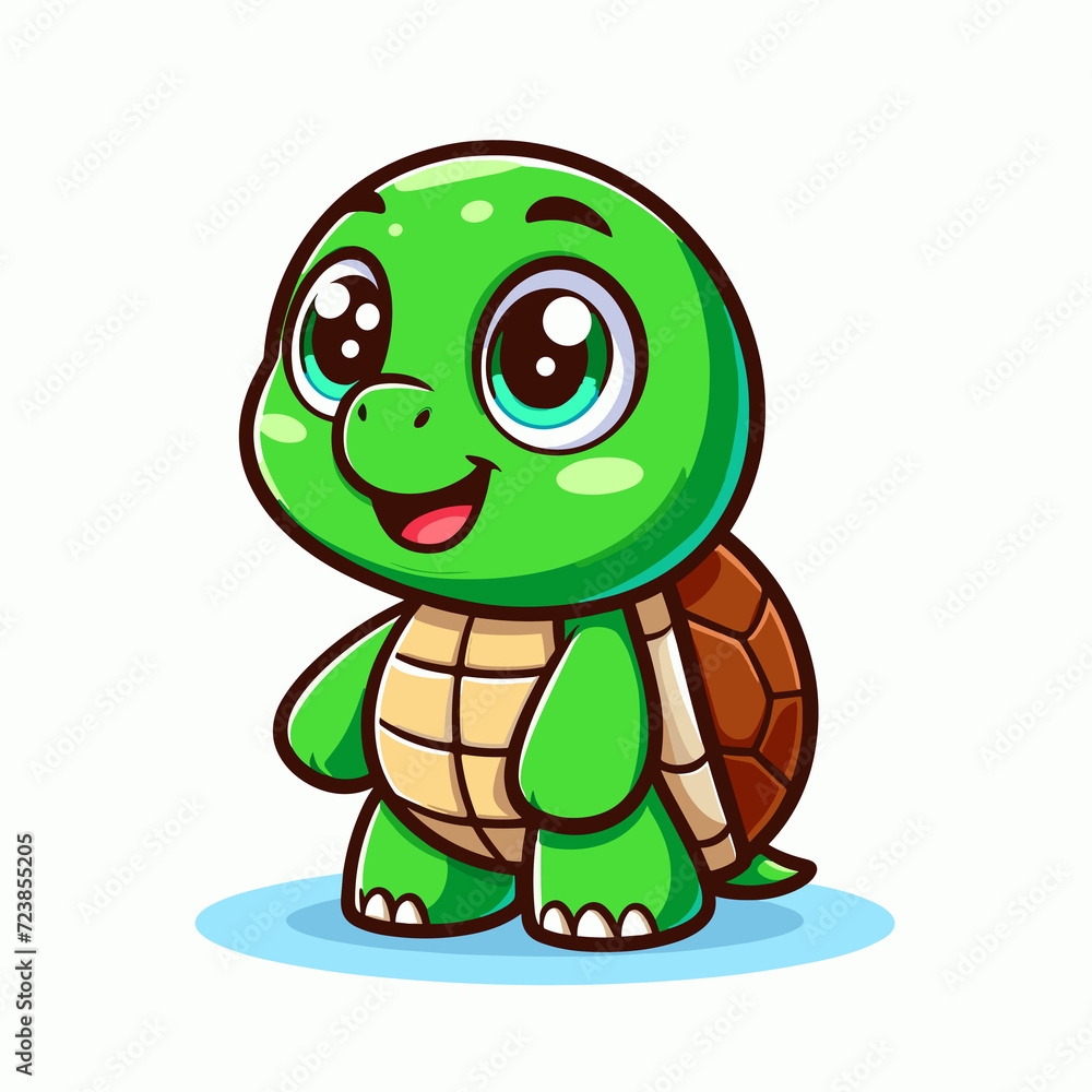 Obraz premium Cartoon character turtle, flat colors