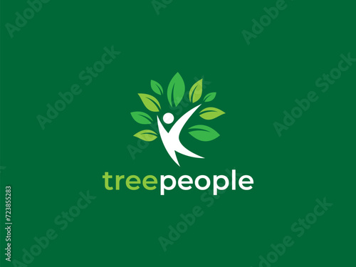 tree people logo vector illustration. life nature logo templates photo