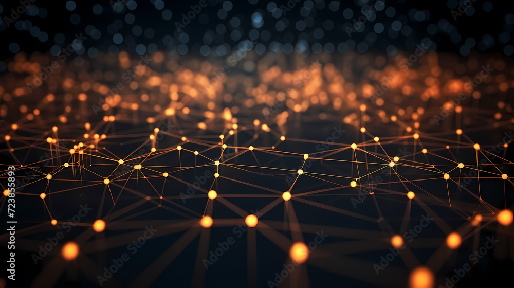 Obraz premium Future digital technology, abstract digital waves and particles on dark background