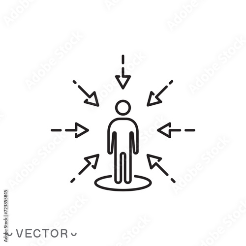 centric consumer icon, customer focus concept, client first approach, thin line symbol isolated on white background, editable stroke eps 10 vector illustration