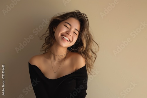 Radiant Youth, Smiling Gen Z Blonde Woman in Happy Portrait Ai generative