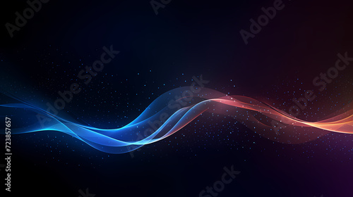 Future digital technology, abstract digital waves and particles on dark background
