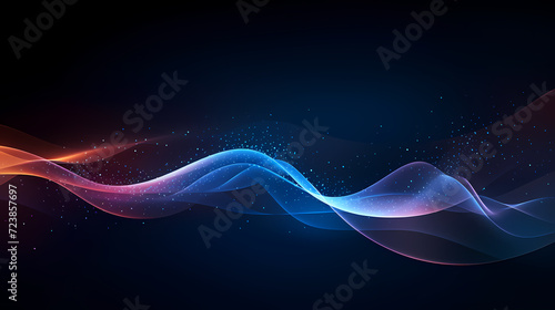 Future digital technology, abstract digital waves and particles on dark background