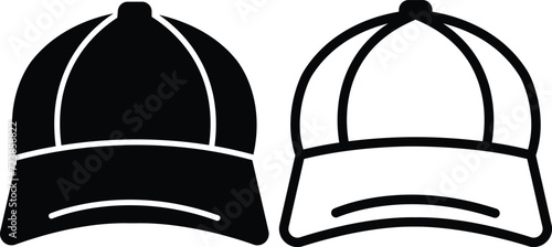 Baseball hat icon set. Baseball cap flat or line vector collection isolated on transparent background. linear style sign for mobile concept and web design. Symbol, logo, graphics used for web and app.