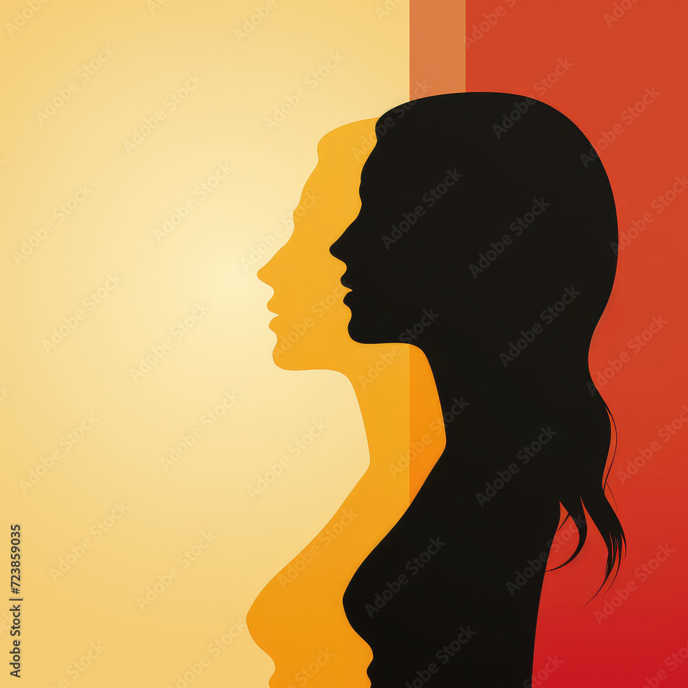 Symbol of fighting breast cancer woman silhouette illustration