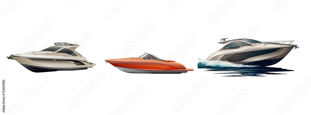 Speedboat isolated on transparent background