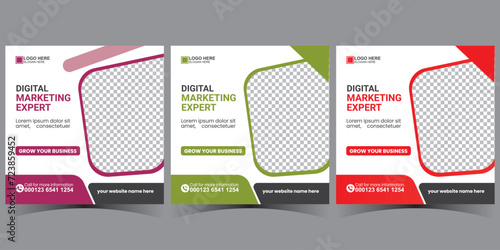 business social media post template. corporate media post template. set of square banner template.
