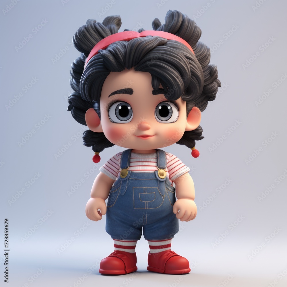 3D illustration of a cute cartoon girl. 3D illustration of a cute cartoon girl.
