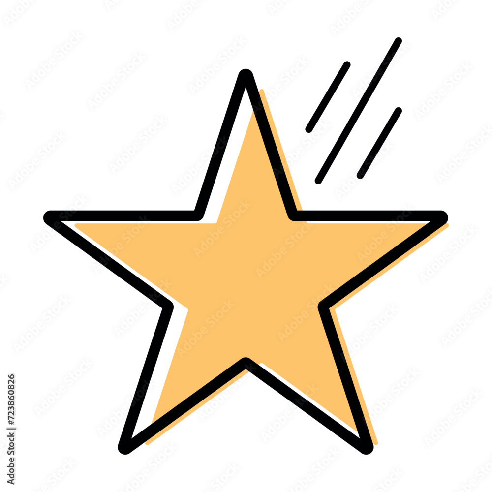 Golden star icon, falling star icon vector flat trendy style illustration isolated on white background. Golden star icon, falling star icon vector flat trendy style illustration isolated on white background.