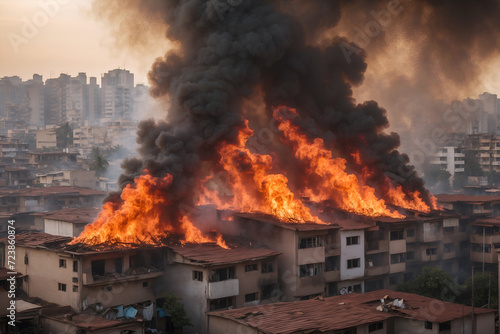 住宅密集地の火災