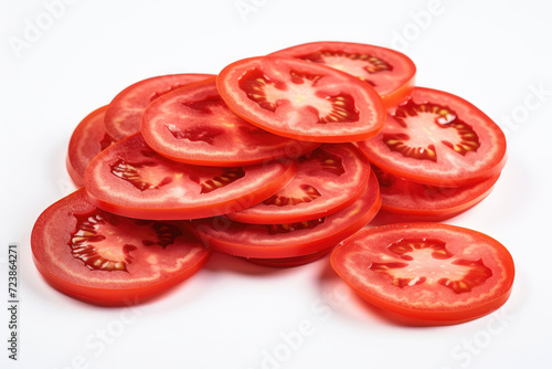 Tomato slices, isolated white background