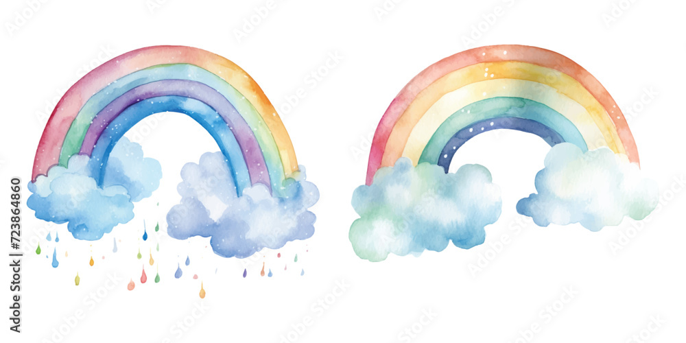 Cute Watercolor rainbow and cloud Cute Watercolor rainbow and cloud