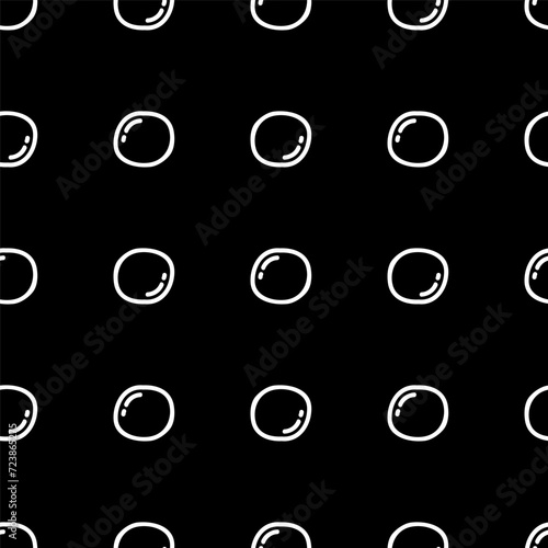 Bubble vector seamless pattern with flat line icons. White soap texture.