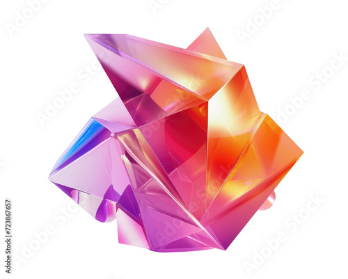 3d abstract gradient glass geometric shape isolated on transparent background, futuristic element design.