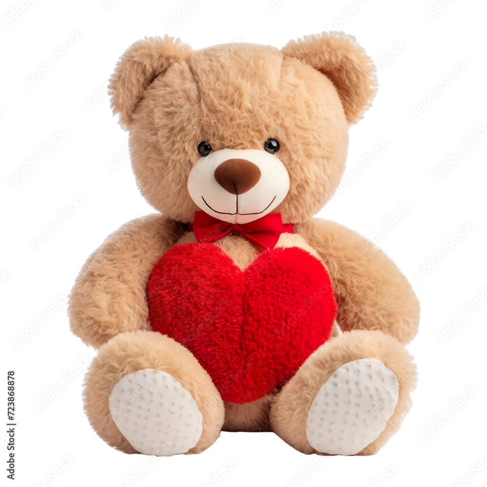 Cute teddy bear with red heart isolated on white. Valentine's day celebration. Cute teddy bear with red heart isolated on white. Valentine's day celebration.