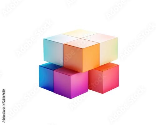 3d illustration gradient futuristic cube isolated on transparent background