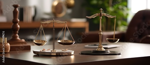 Law and justice concept. Gavel, scale of justice and books.