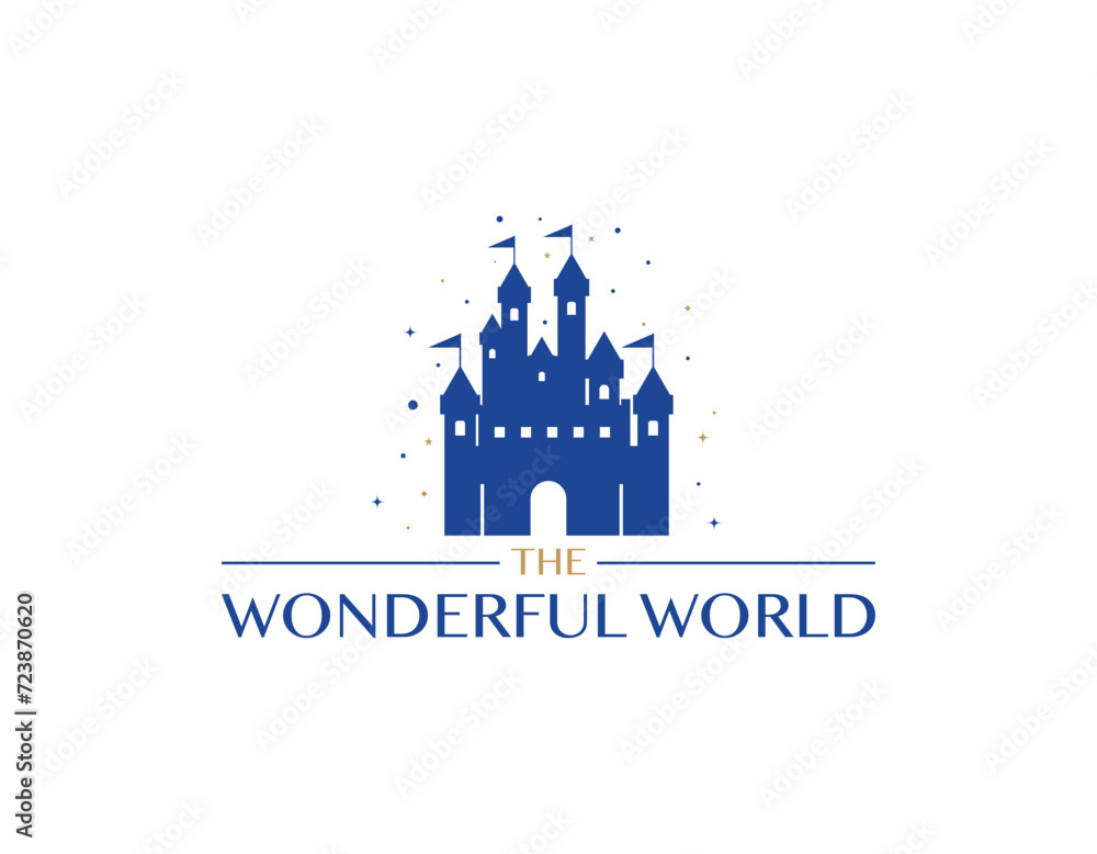 Blue Castle Wonderland Logo Design Template