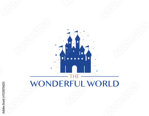 Blue Castle Wonderland Logo Design Template