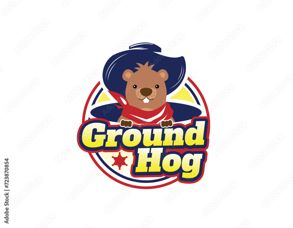 Sheriff Western Ground Hog Logo Design Template Sheriff Western Ground Hog Logo Design Template