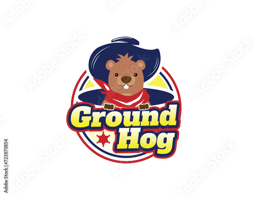 Sheriff Western Ground Hog Logo Design Template