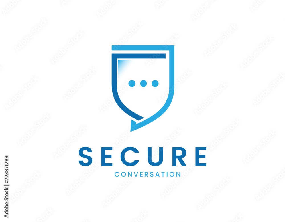 Simple Shield Bubble Talk Logo Design Template Simple Shield Bubble Talk Logo Design Template