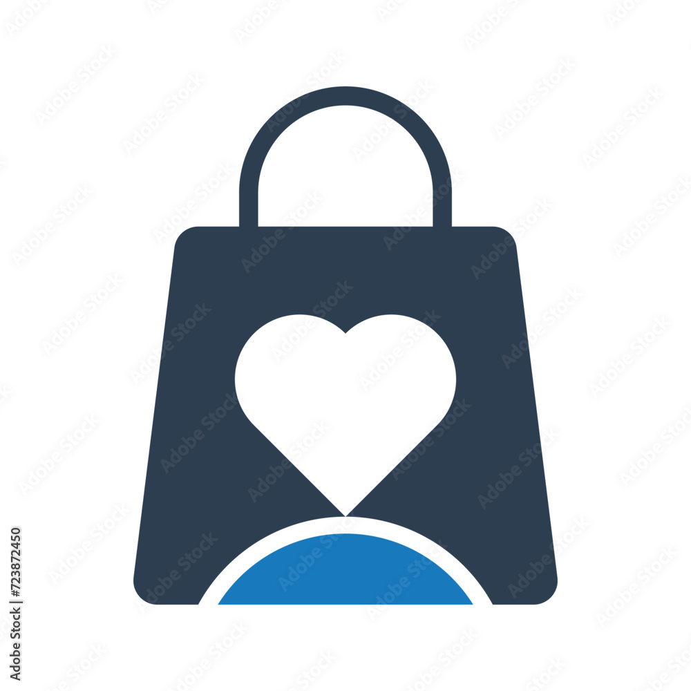 Shopping love bag icon Shopping love bag icon