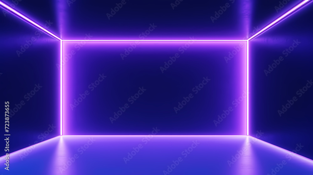 Empty room with neon space for design Empty room with neon space for design