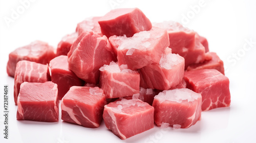 Picture of fresh beef cubes in ice cubes
