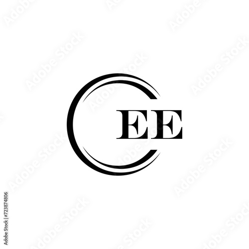 EE logo. E E design. White EE letter. EE, E E letter logo SET design. Initial letter EE linked circle uppercase monogram logo. E E letter logo SET vector design. EE letter logo design