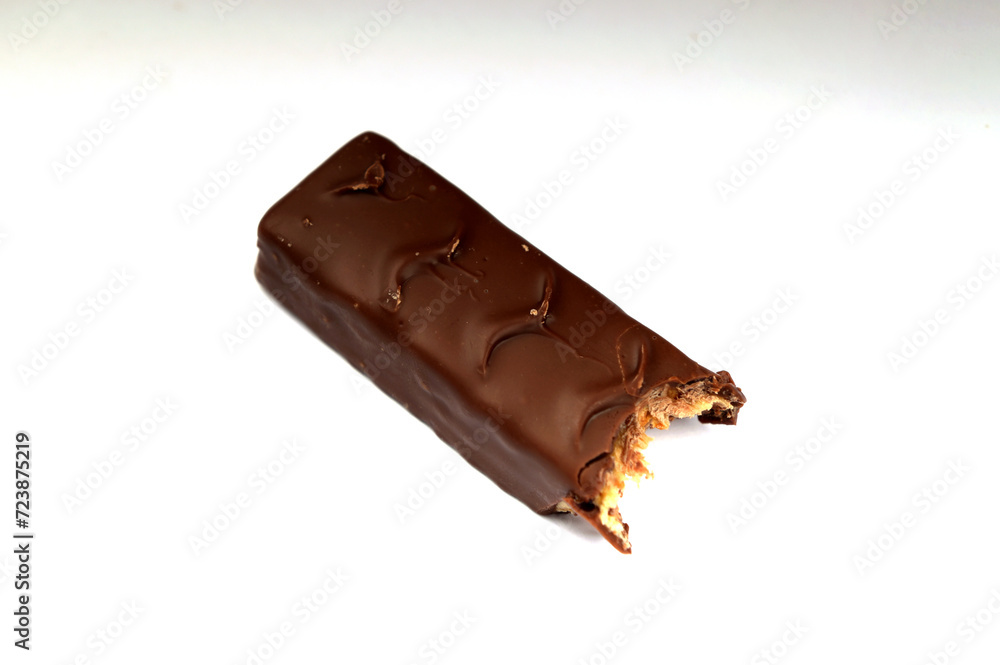 Close-up of chocolate chocolate on white background Close-up of chocolate chocolate on white background