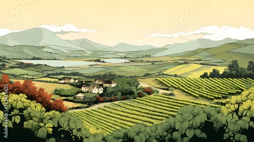 Wine plantations hand drawn