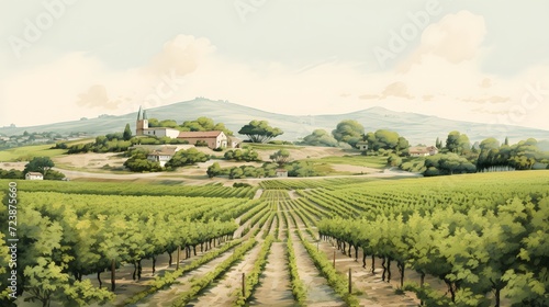 Wine plantations hand drawn