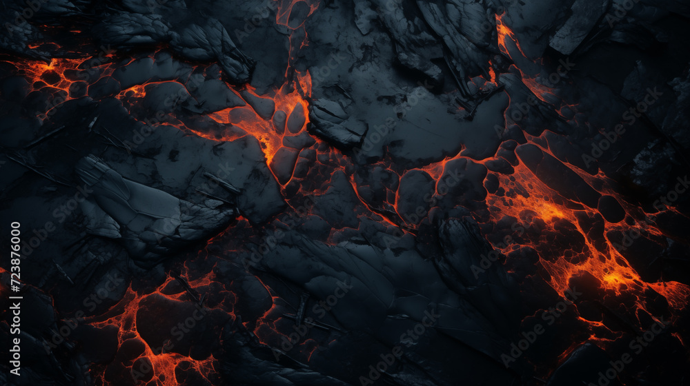 Glowing Lava Cracks Amidst Dark Rocks Glowing Lava Cracks Amidst Dark Rocks
