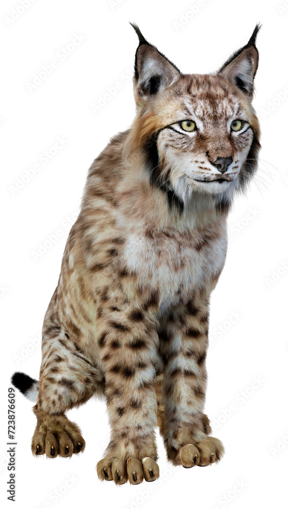 Fototapeta premium 3D Rendering Lynx on White