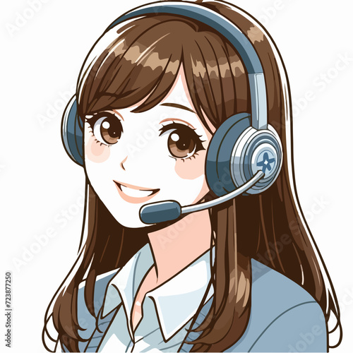 Let the vibrant colors and infectious smile of this anime girl with headphones brighten your day.