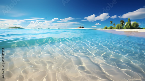 Aerial view of beautiful beach  simple  calm composition in clear blue