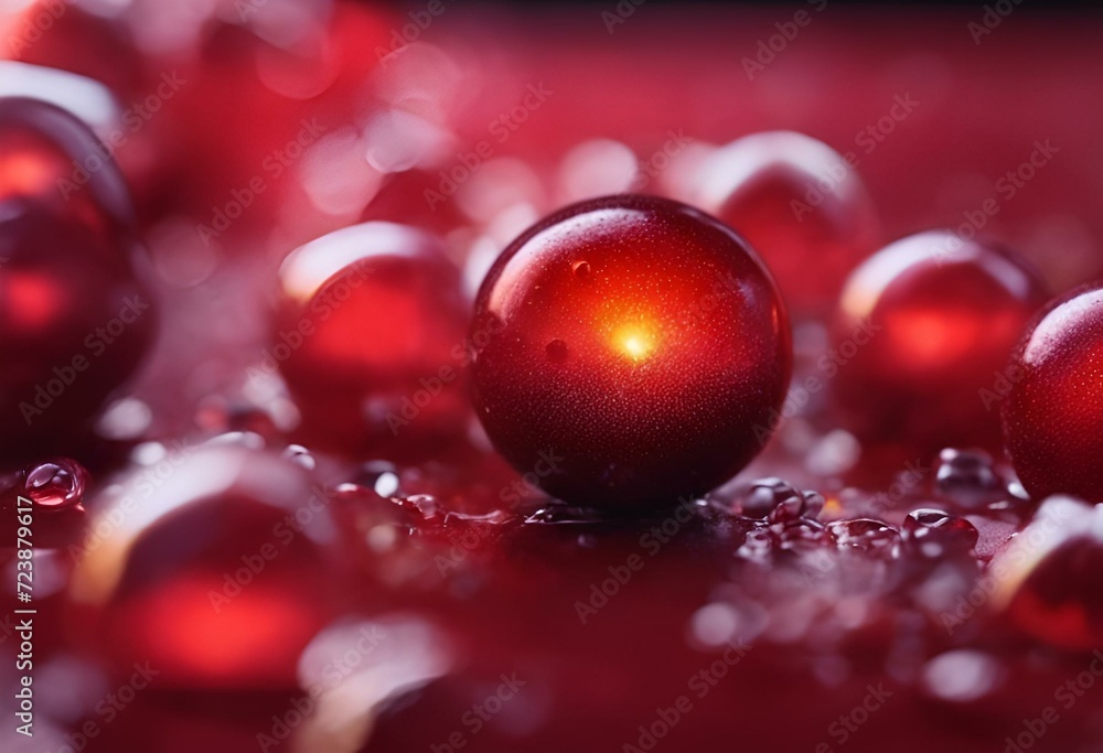 AI generated illustration of vibrantly red bubbles gracefully floating