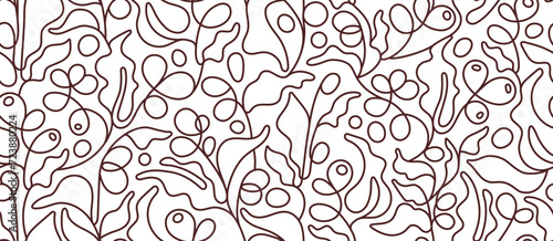 Coffee seamless pattern. Vector plantation, beans