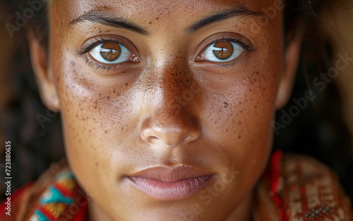 Close-Up of a Woman With Freckles on Her Face photo