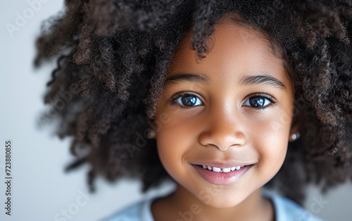 Close Up of a Childs Face With Curly Hair