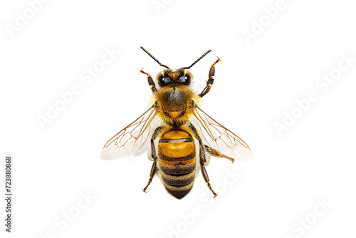 Honey Bee Top View Isolated on Transparent Background