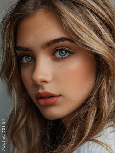 Portrait of a girl with beautiful detailed eyes and beautifully detailed lips.